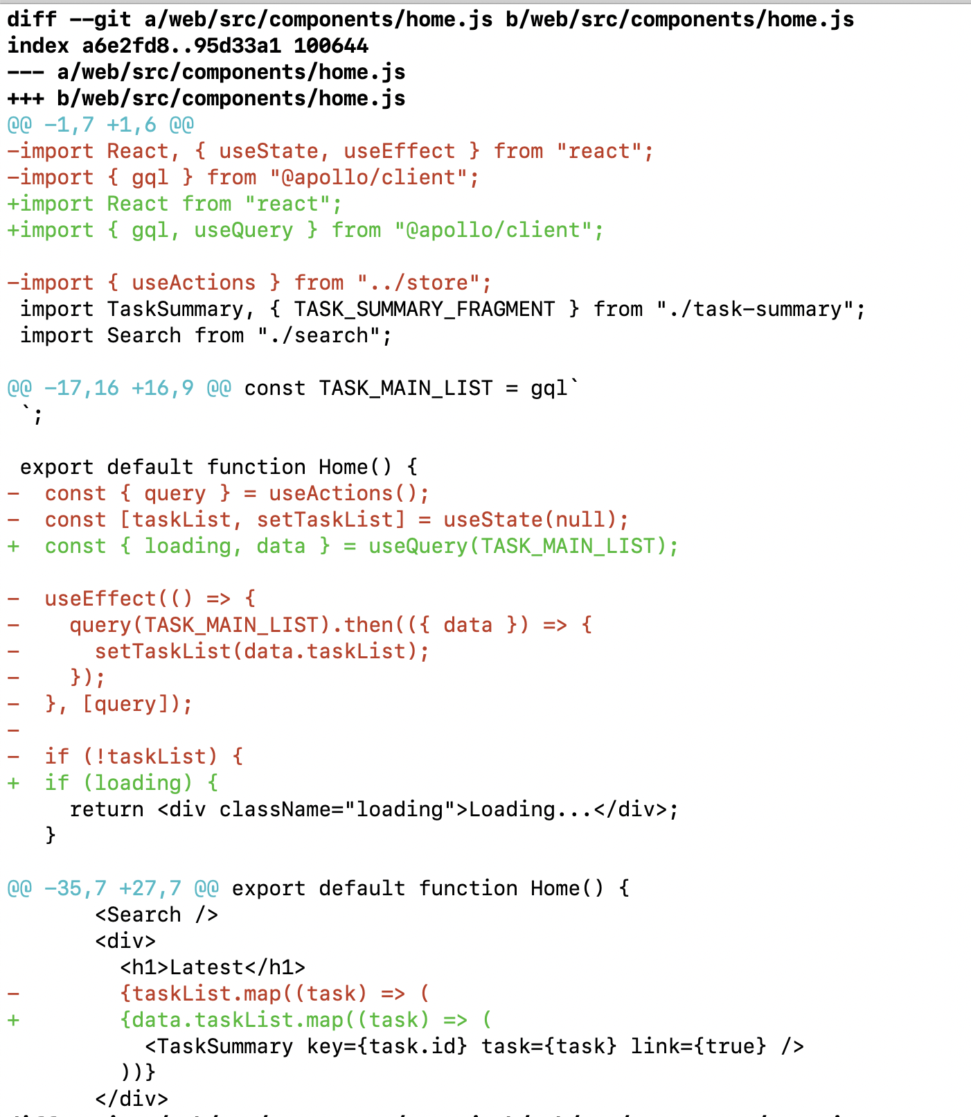 home git diff